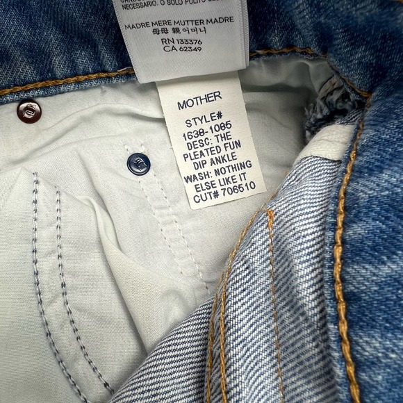 Snacks by Mother The Pleated Fun Dip Ankle Jeans Size 30 Button Up NWT - Picture 9 of 12